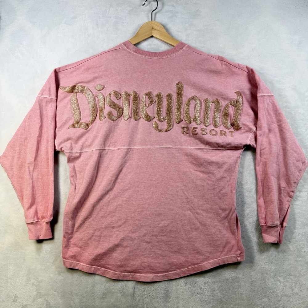 Disney Disneyland Resort Spirit Jersey Shirt Womens Small Pink Glitter